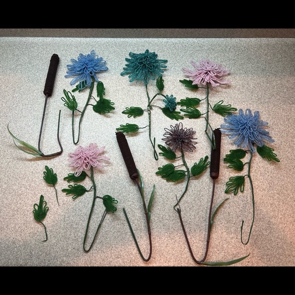 Vintage Antique French Beaded Flowers Floral arrangement bridal bouquet Cattails - Picture 12 of 15